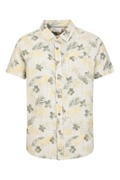 Tropical Bedrucktes Herren Kurzarm Shirt Blassgrün