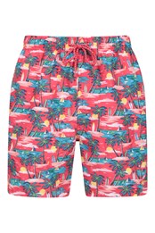 Aruba Printed Mens Swim Shorts Red