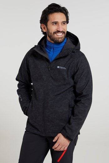 Exodus Printed Mens Showerproof Softshell Jacket Black