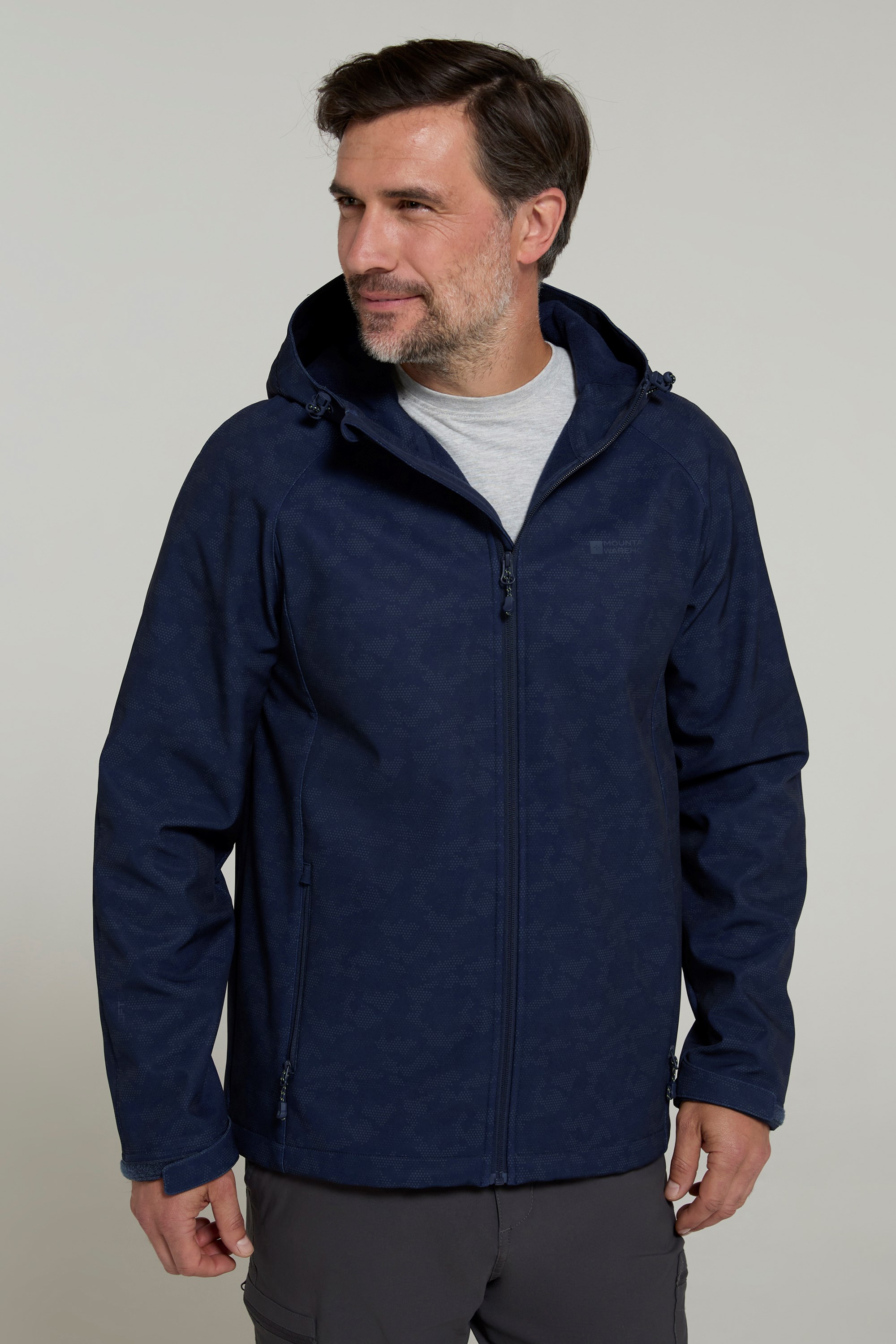 Exodus Printed Mens Showerproof Softshell Jacket - Navy