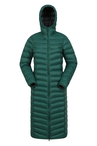 Florence Womens Extra Long Padded Jacket - Green