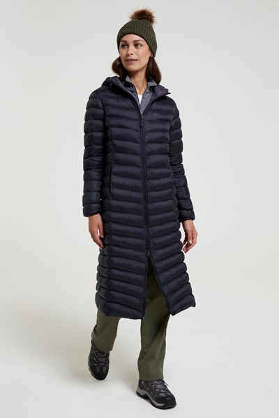Florence Womens Extra Long Padded Jacket - Charcoal