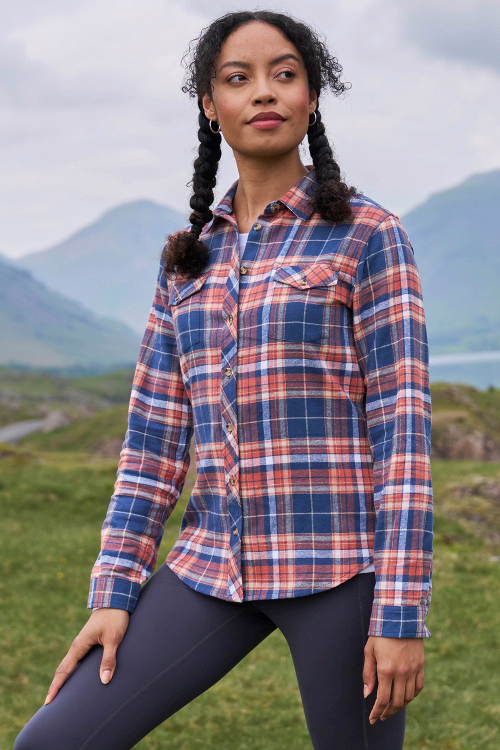 Mountain Warehouse Womens Willow Brushed Flannel Shirt Ladies Lightweight Blouse