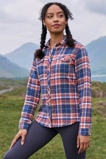 Willow Brushed Flannel Womens Shirt Navy