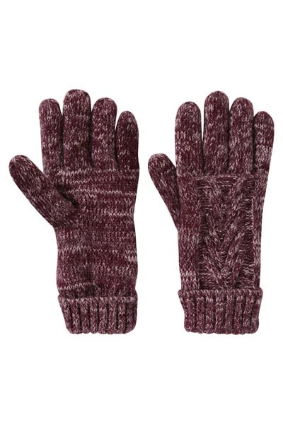 Thinsulate Cable Knit Womens Gloves - Burgundy