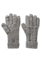Thinsulate Damen-Handschuhe mit Zopfmuster Grau