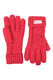 Thinsulate Cable Knit Womens Gloves Red