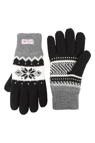Thinsulate Fairisle Womens Gloves - Black