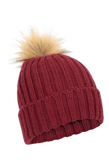 Geneva Sherpa Lined Womens Thermal Beanie Red