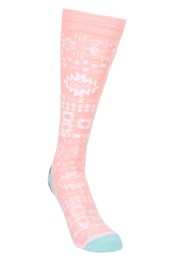 Calcetines de esquí estampados polar mujer Rosa Coral