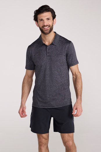 Mens Agra Stripe Polo Black