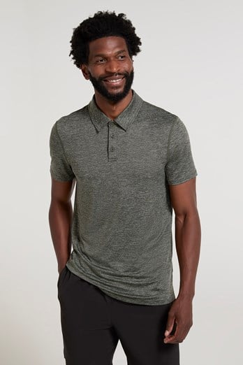 Mens Agra Stripe Polo Khaki