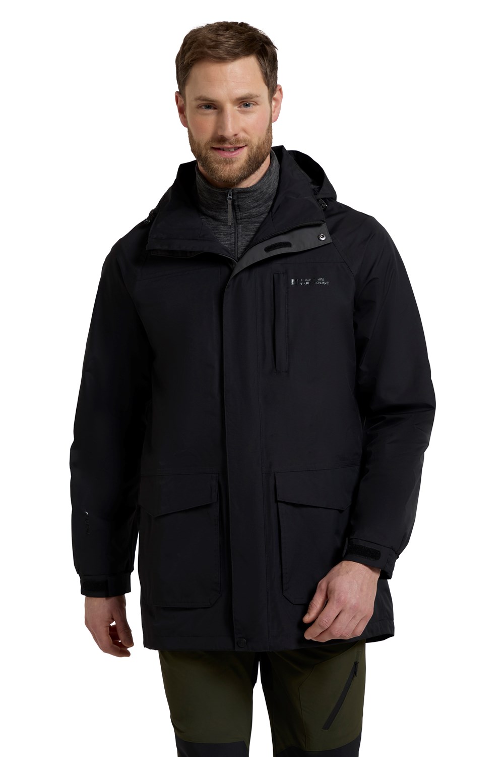 Giacca impermeabile lunga da uomo Mountain Warehouse impermeabile impermeabile Cagoule cuciture nastrate - Foto 24 di 45