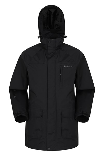 Glacier II Mens Long Waterproof Jacket - Black