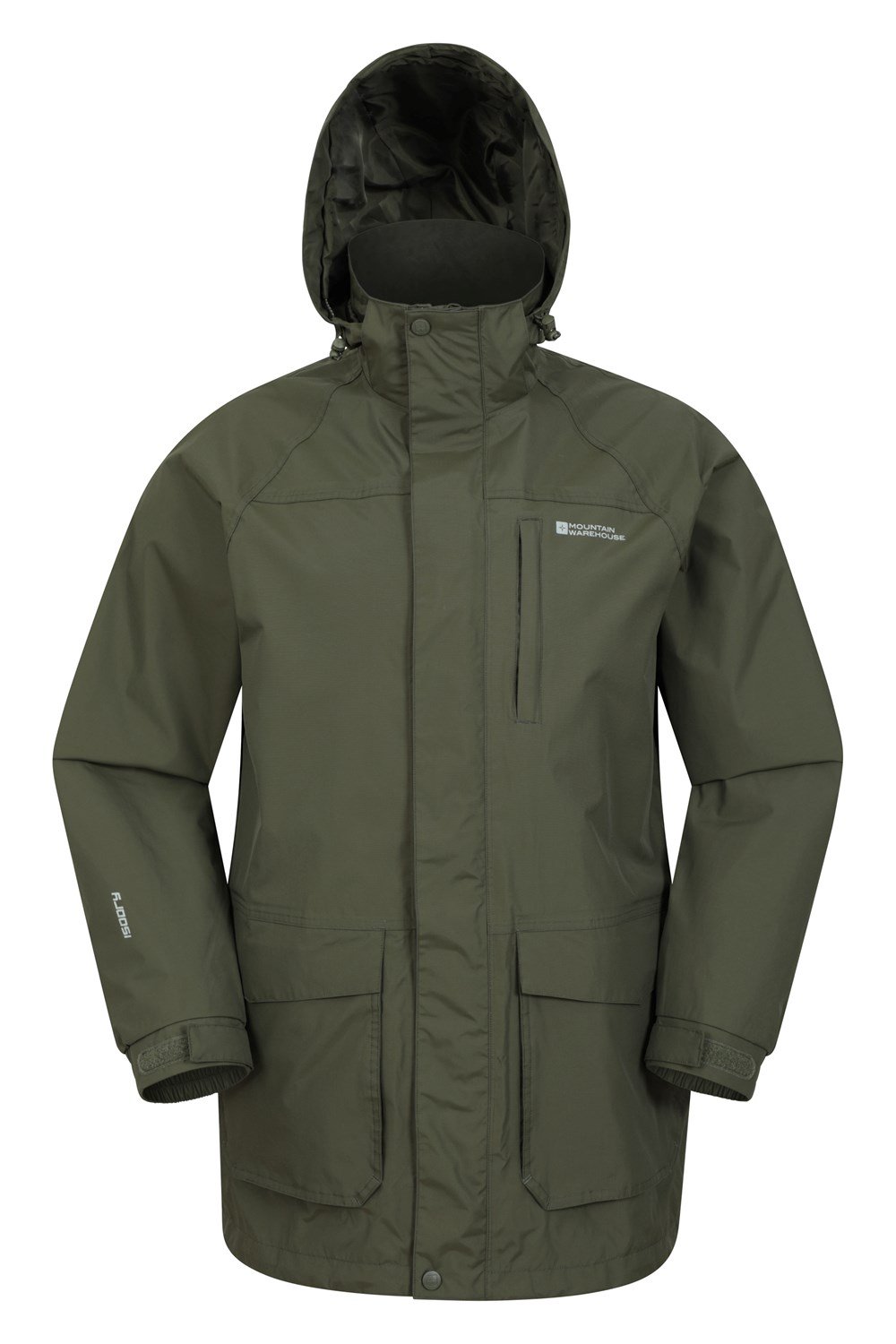 Mountain Warehouse Mens Long Waterproof Jacket Rain Coat Cagoule Taped ...
