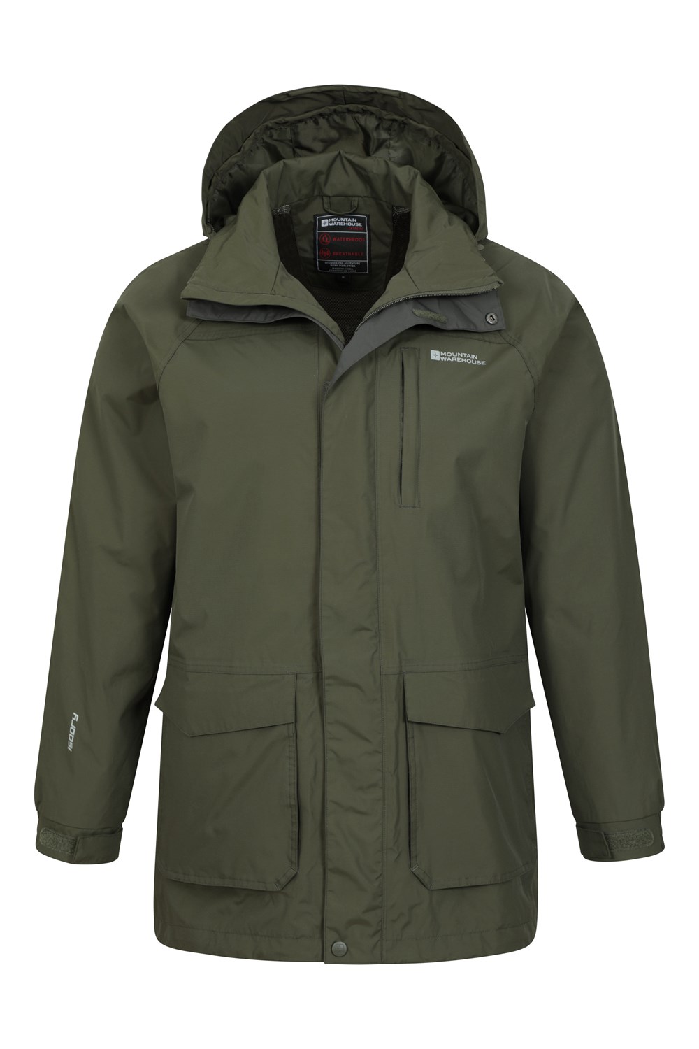 Giacca impermeabile lunga da uomo Mountain Warehouse impermeabile impermeabile Cagoule cuciture nastrate - Foto 35 di 45