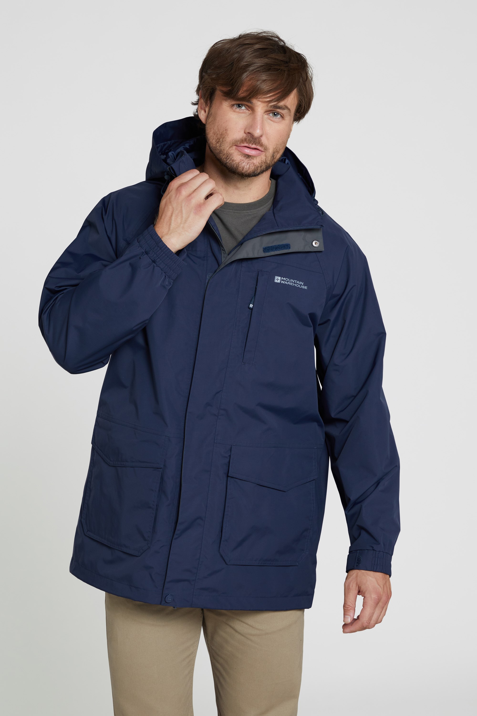 Mountain Warehouse Glacier II Extreme Mens Waterproof Long Jacket Navy Size XS