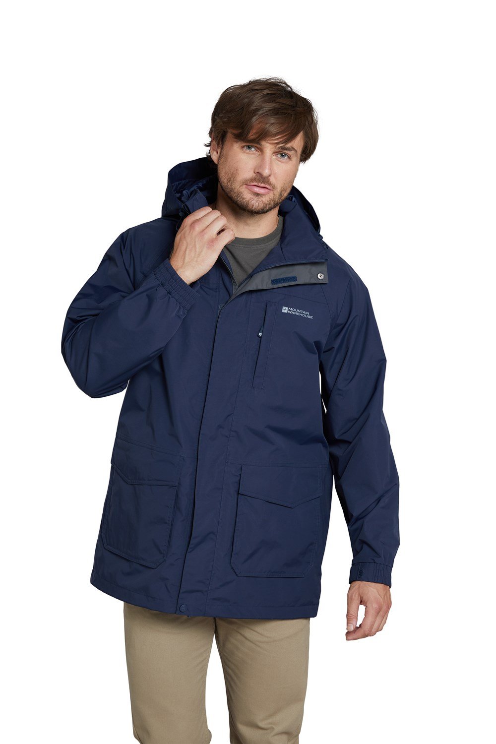 Giacca impermeabile lunga da uomo Mountain Warehouse impermeabile impermeabile Cagoule cuciture nastrate - Foto 45 di 45