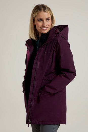Glacial Extreme Womens Long Waterproof Jacket Burgundy