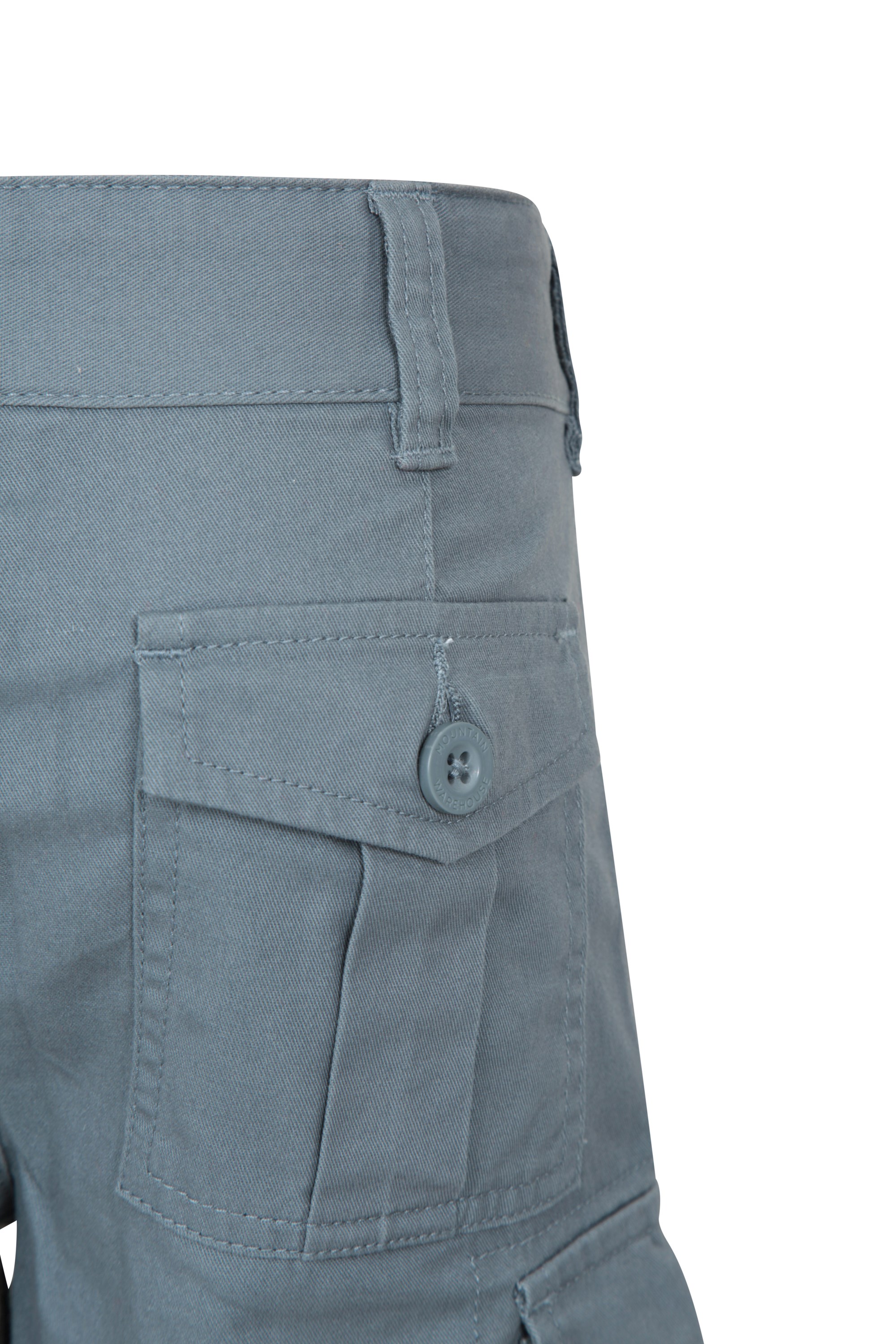 Cotton Denim Cargo Shorts - Light gray - Kids