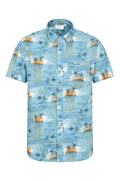 Chemise Homme à manches courtes Hawaiian Bleu Éclatant