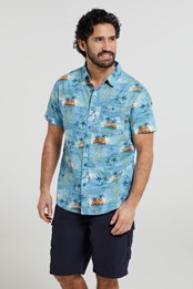 Camisa Manga Corta Hawaiian Hombre Azul Brillante