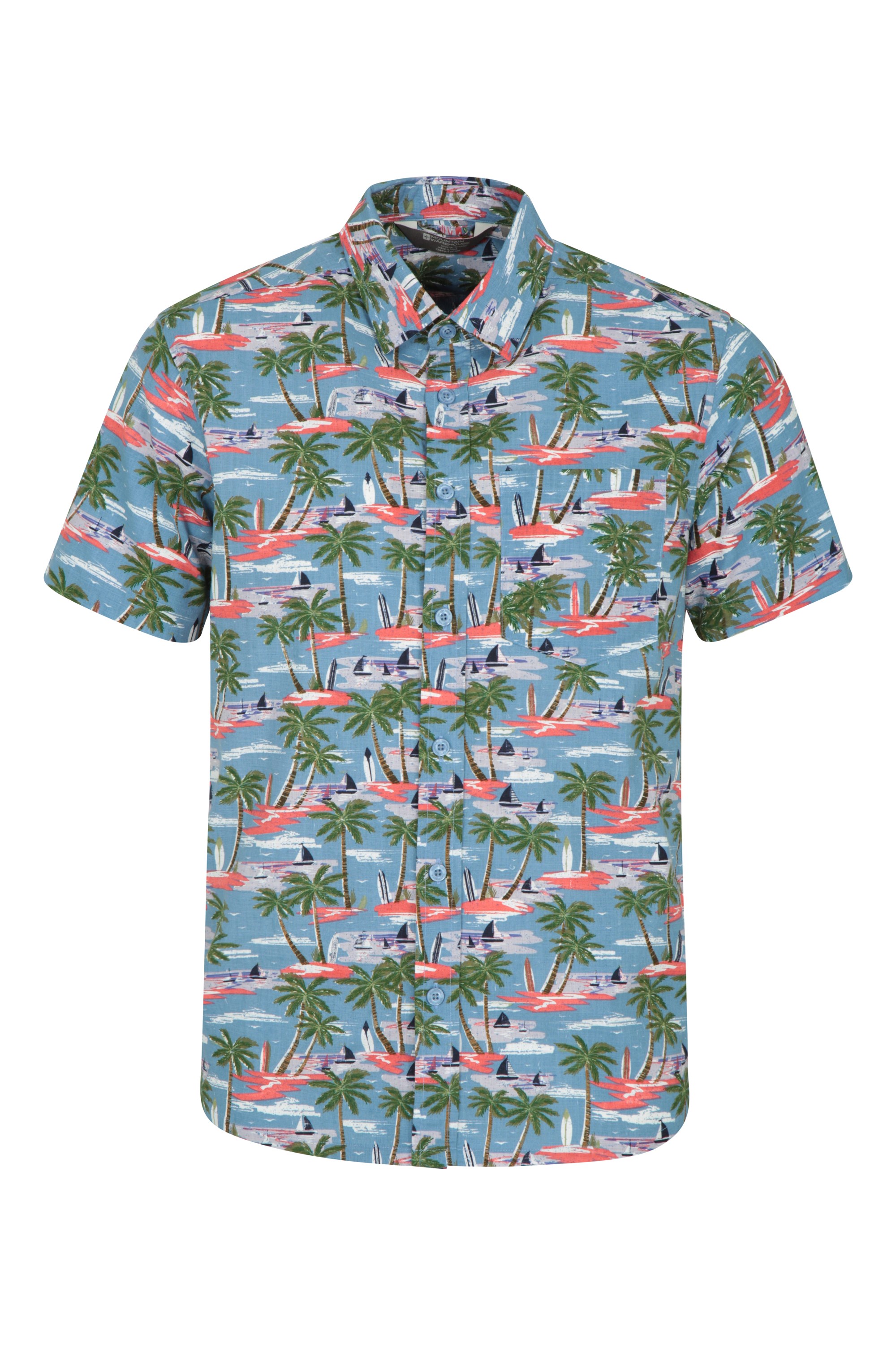 Summer Mens Short Sleeve T-shirt Hawaii Shirts Cotton Linen Button