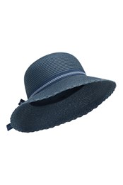 Gardening Straw Hat with Bow Navy