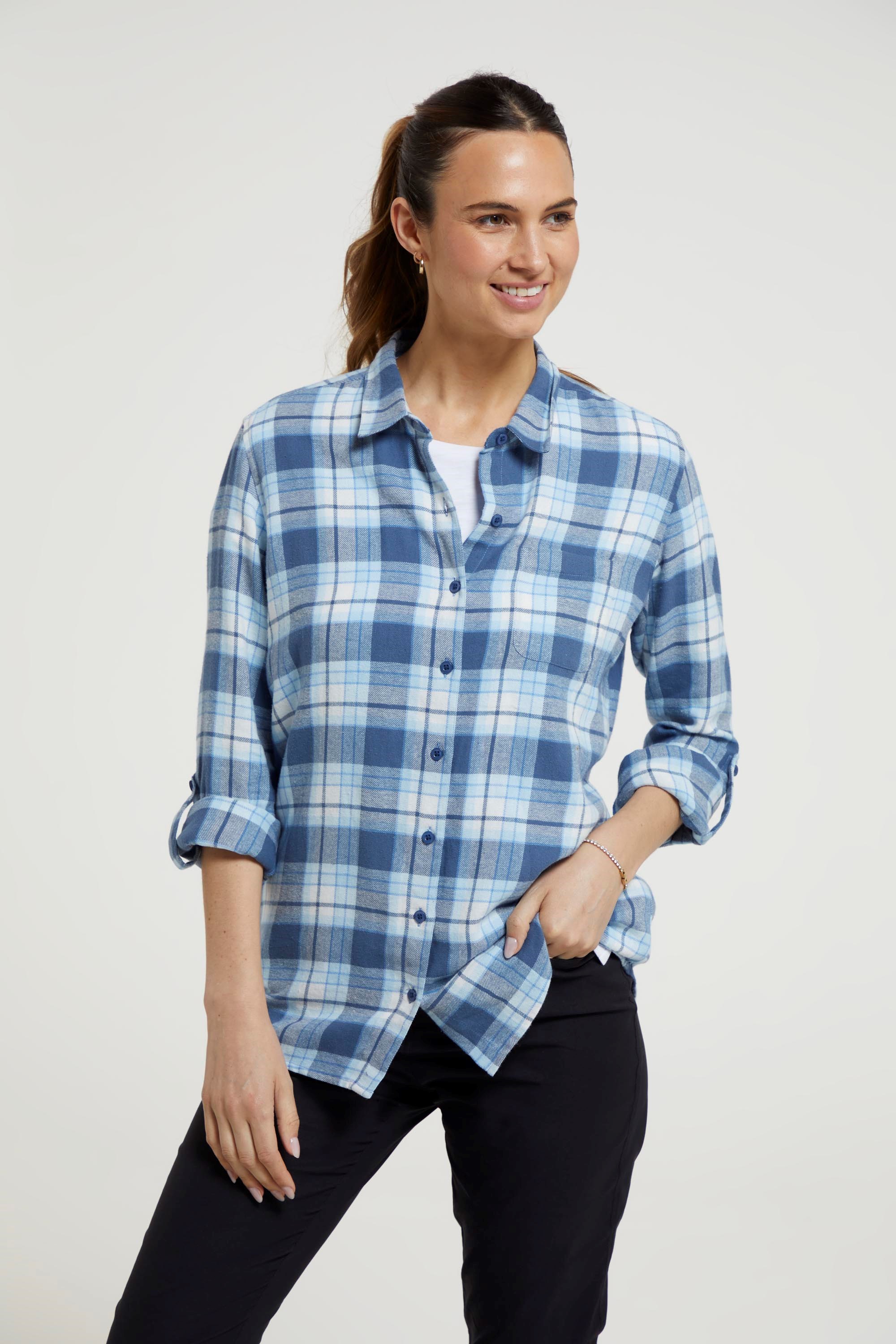 Balsam Womens Brushed Long Line Flannel Shirt