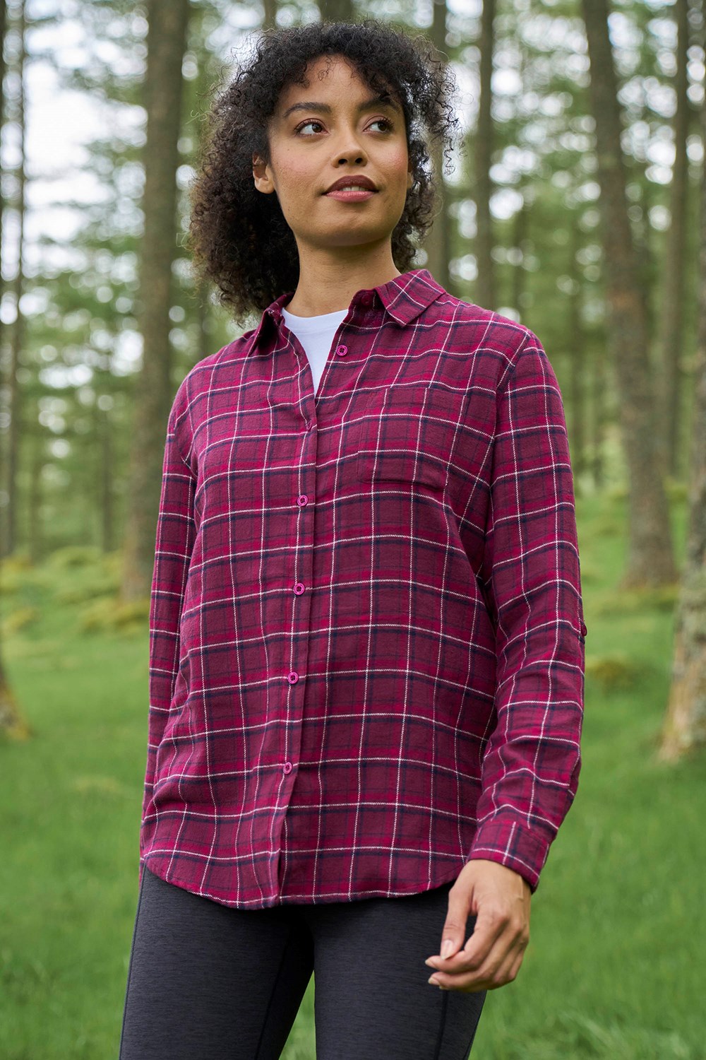Mountain Warehouse Womens Balsam Brushed Long Line Flannel Shirt Ladies Blouse