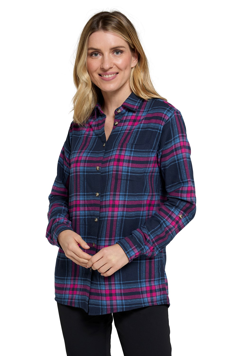 Mountain Warehouse Womens Balsam Brushed Long Line Flannel Shirt Ladies Blouse - Picture 23 of 101