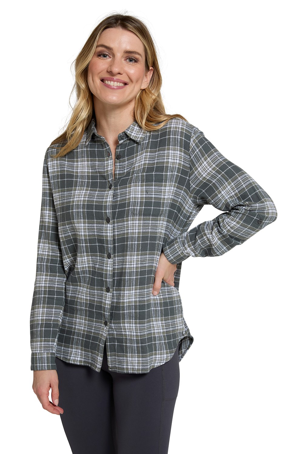 Mountain Warehouse Womens Balsam Brushed Long Line Flannel Shirt Ladies Blouse - Picture 49 of 101