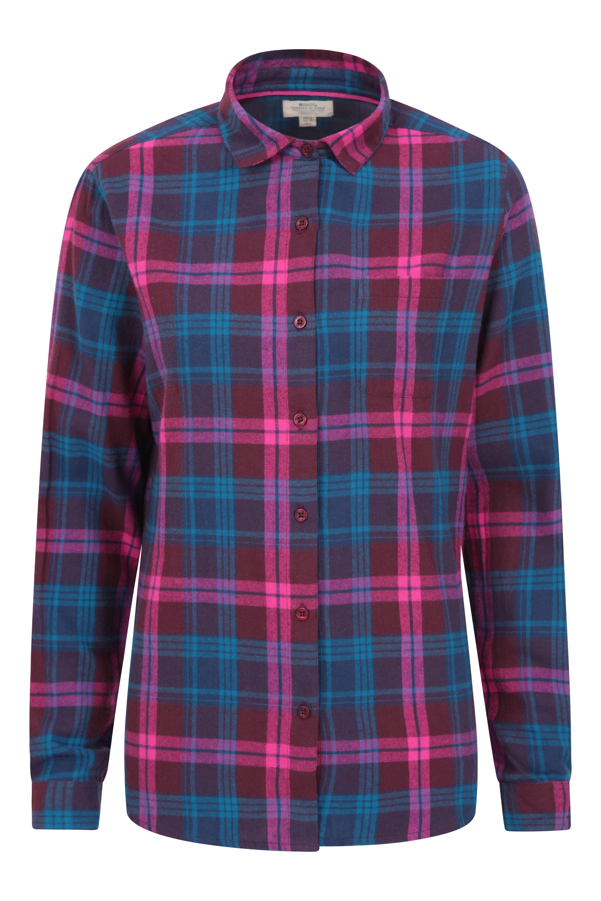Balsam Womens Brushed Long Line Flannel Shirt - Navy