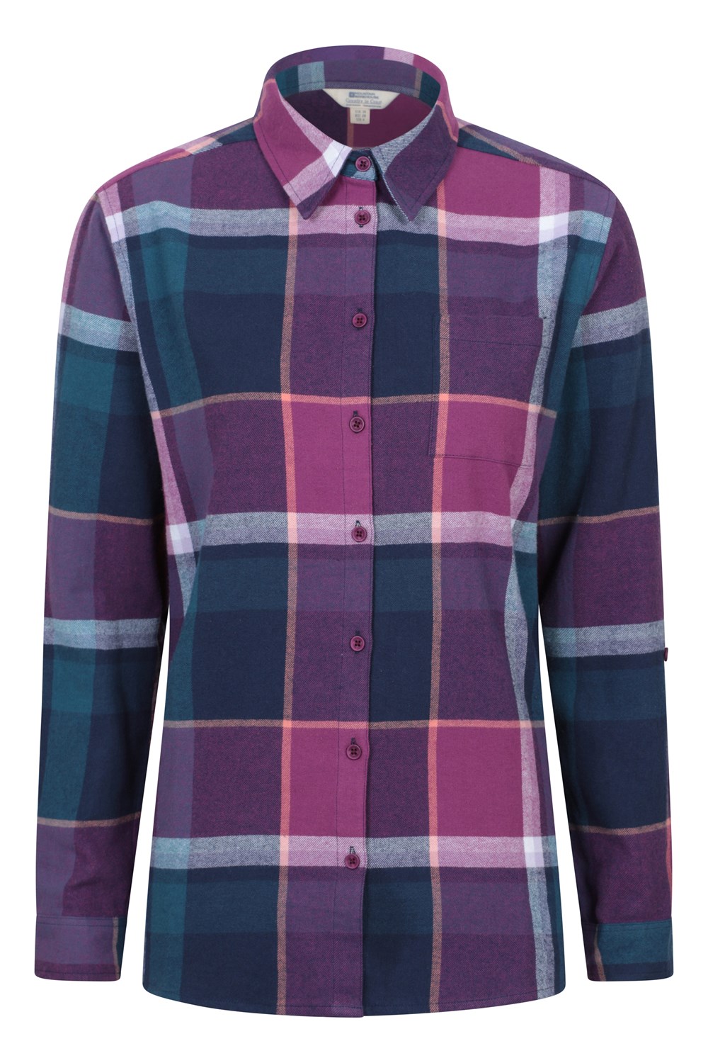 Mountain Warehouse Womens Balsam Brushed Long Line Flannel Shirt Ladies Blouse - Picture 65 of 101