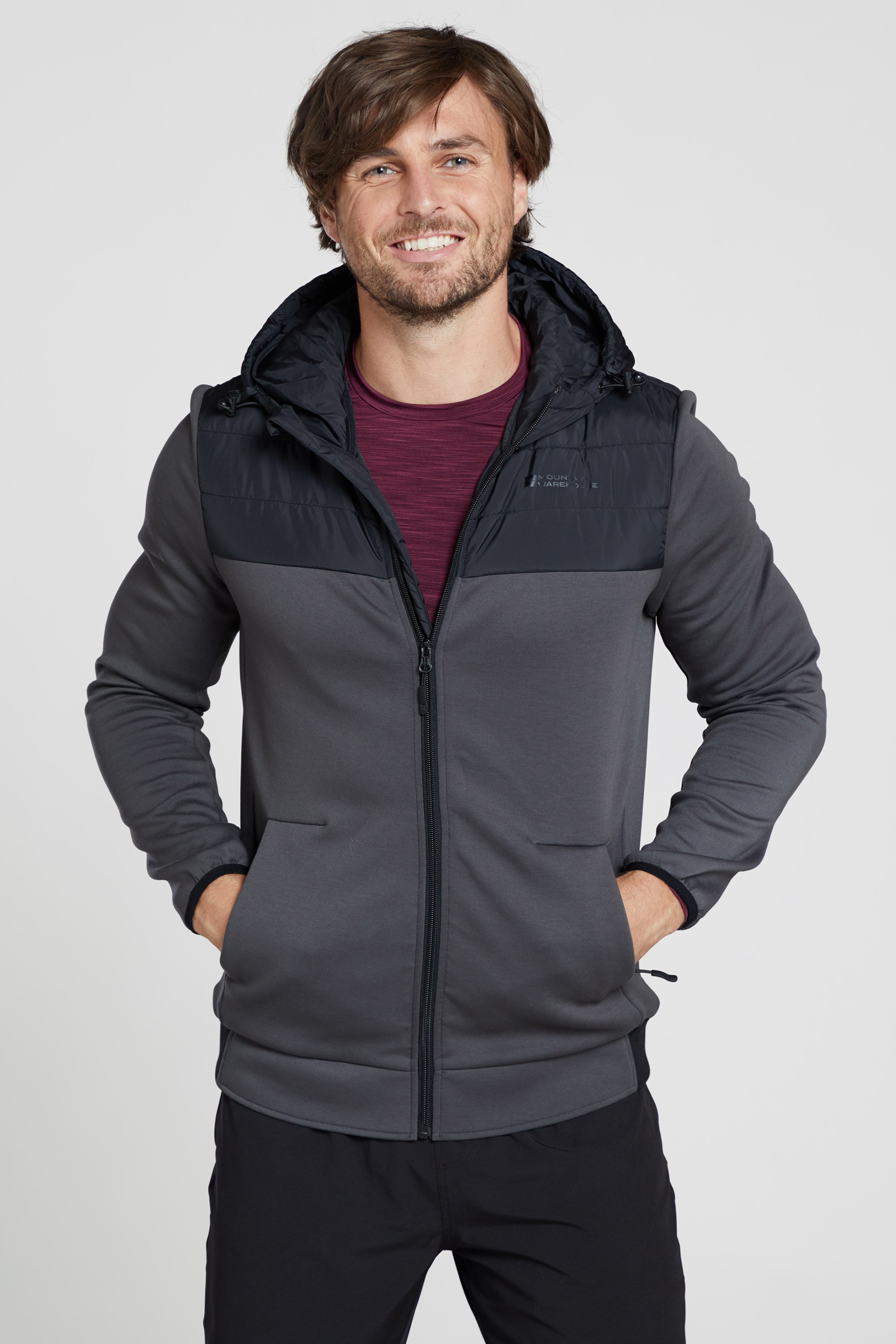 Ascent Mens Padded Hoodie - Grey