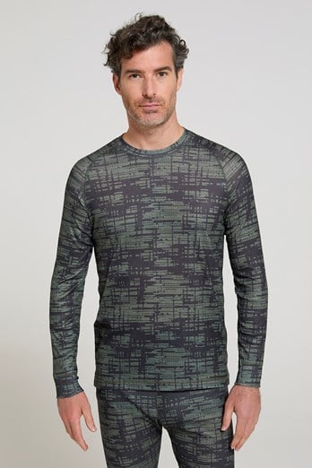 Talus Mens Printed Thermal Top Khaki