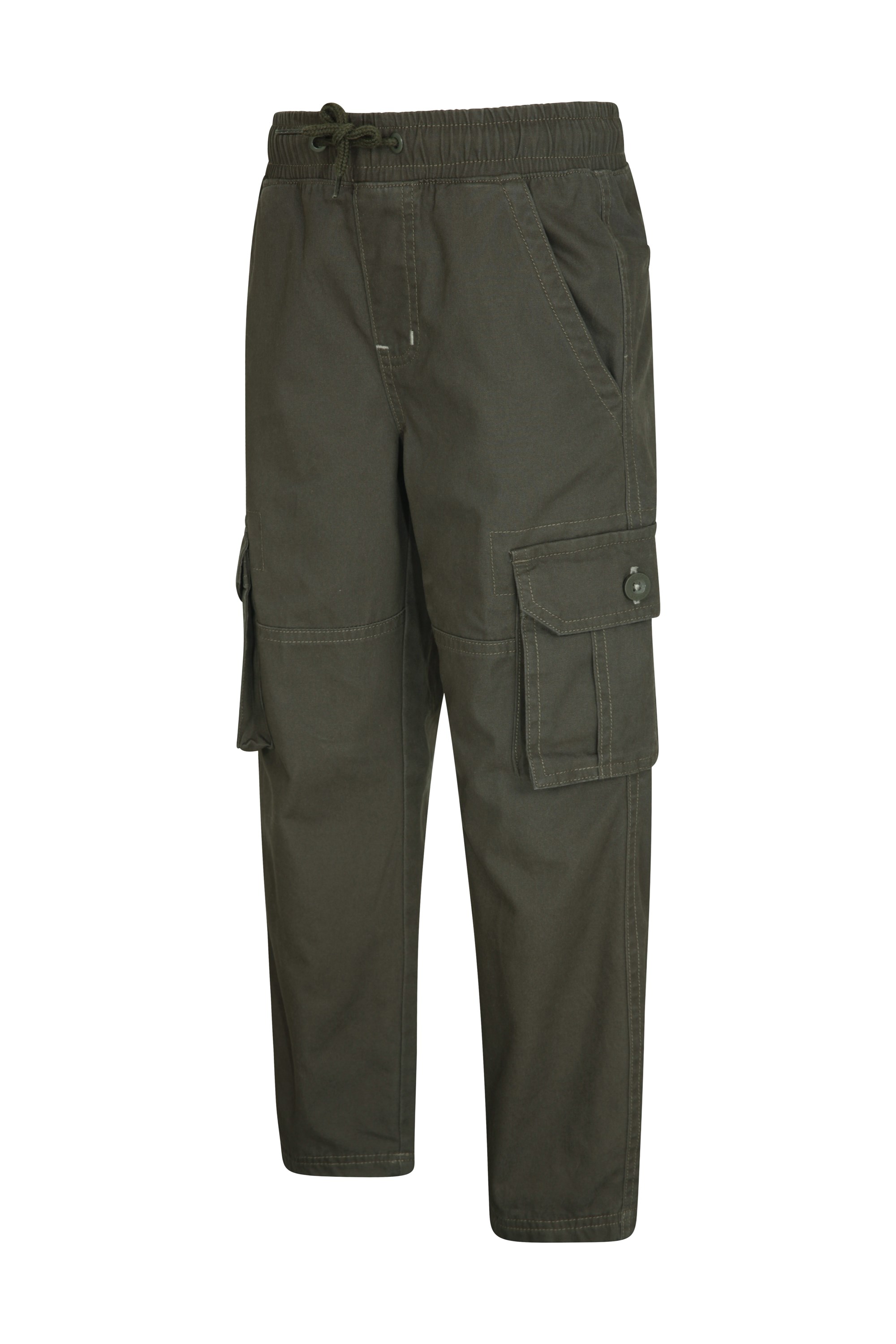 Mountain Warehouse Pull Up Kids Jersey Lined Cargo Pants - Green | Size 11-12