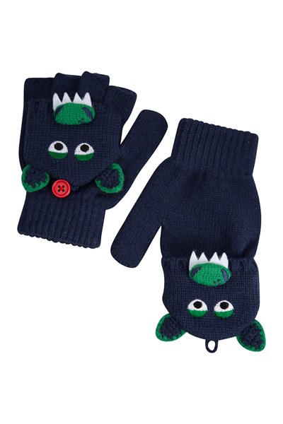 Dragon Kids Knitted Gloves - Green