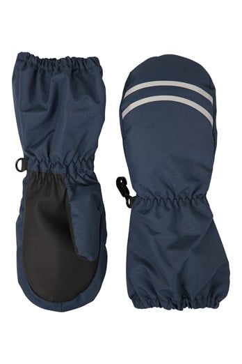 Long Cuff Kids Snow Mittens Navy