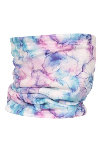 Kids Fleece Lined Printed Neck Gaiter White
