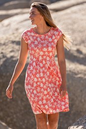 Sorrento Womens Printed Short Sleeve UV Dress Coral