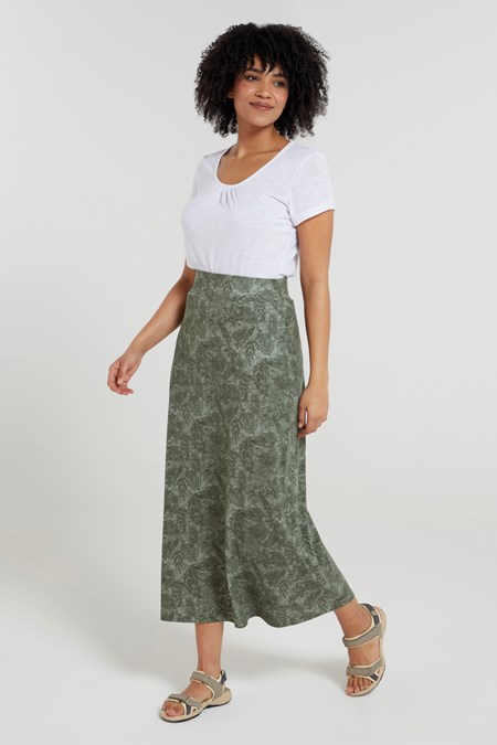 Women's Plus Green Jersey Thigh Split Midi Skirt - Size 16