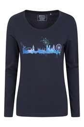 T-Shirt Femmes London Skyline Bleu Marine