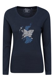 Love Scotland Gemustertes Damen T-Shirt Marine