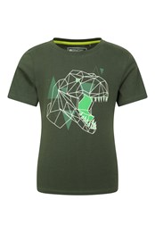 Glow In The Dark Dino Kids T-Shirt Khaki
