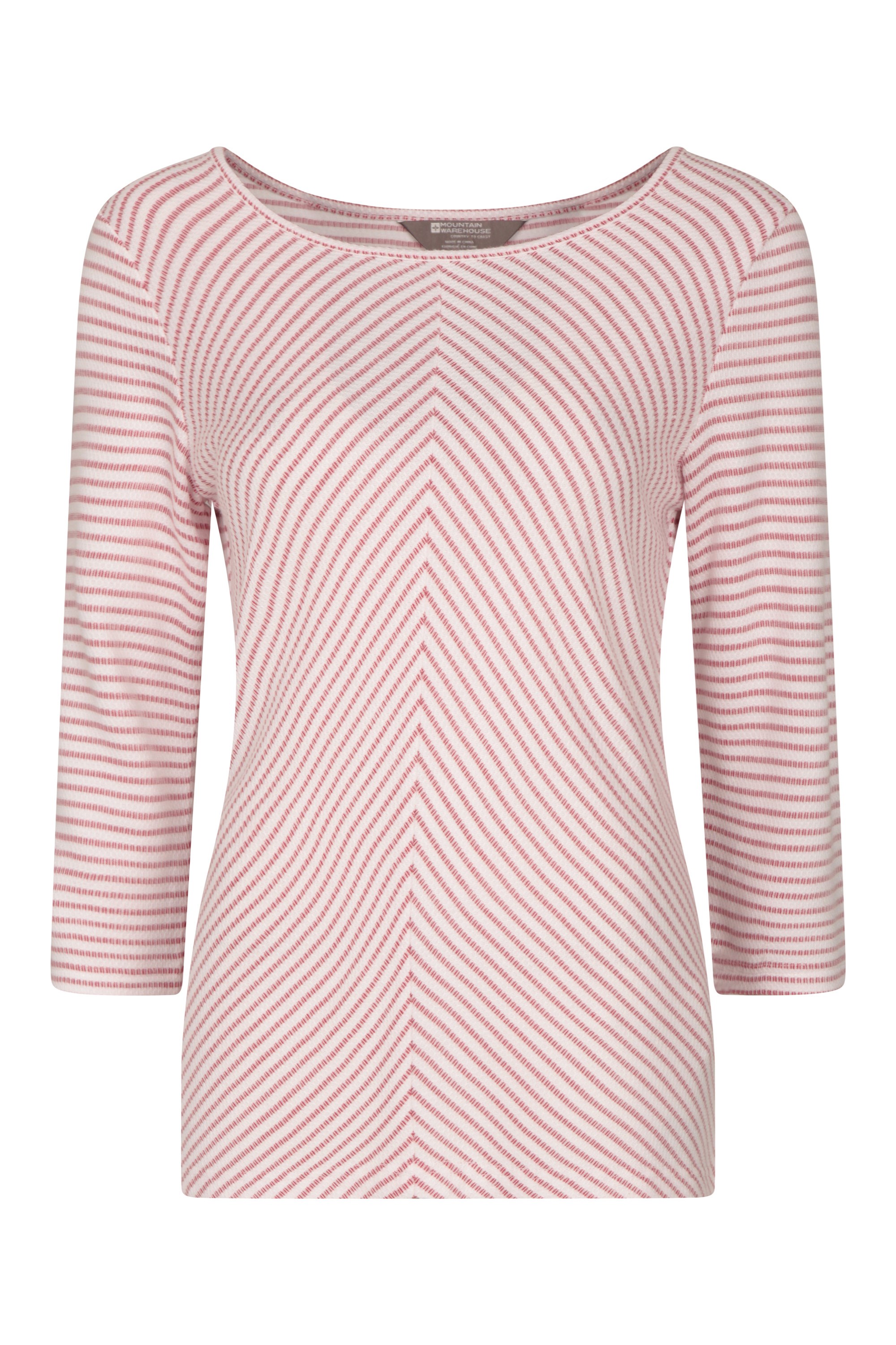 Melrose 3/4 Sleeve Stripe Knit Top - Red
