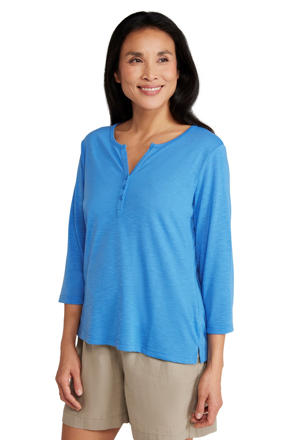Mountain Warehouse Paphos Ladies Top UV Protect Breathable ¾ Sleeve Button Top - Picture 27 of 66