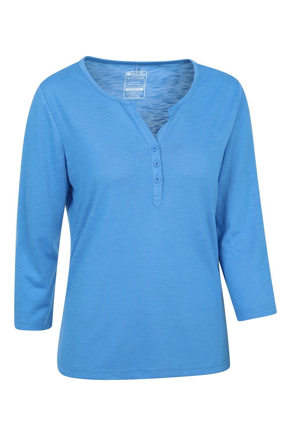Mountain Warehouse Paphos Ladies Top UV Protect Breathable ¾ Sleeve Button Top - Picture 23 of 66