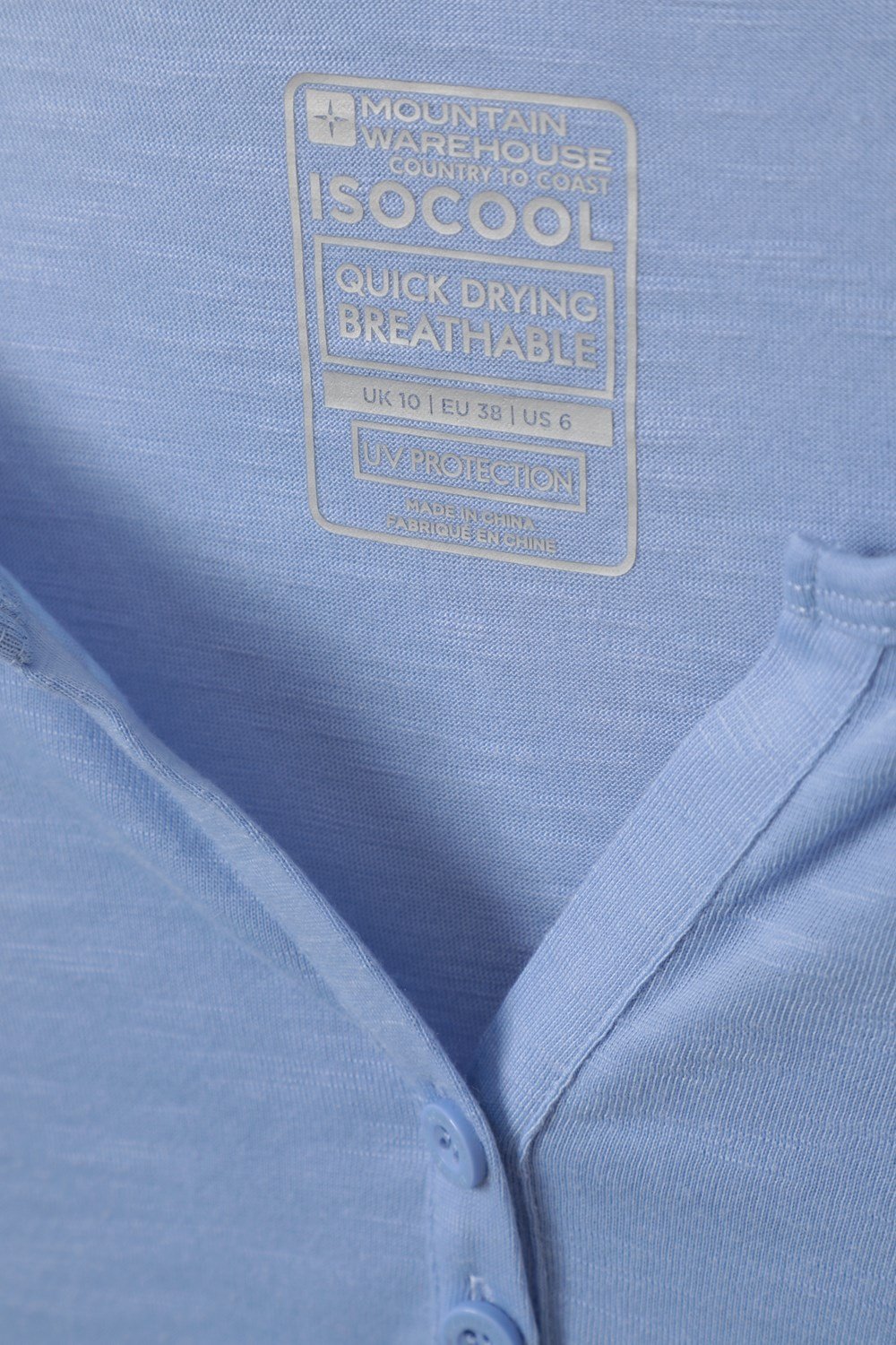 Mountain Warehouse Paphos Ladies Top UV Protect Breathable ¾ Sleeve Button Top - Picture 16 of 66
