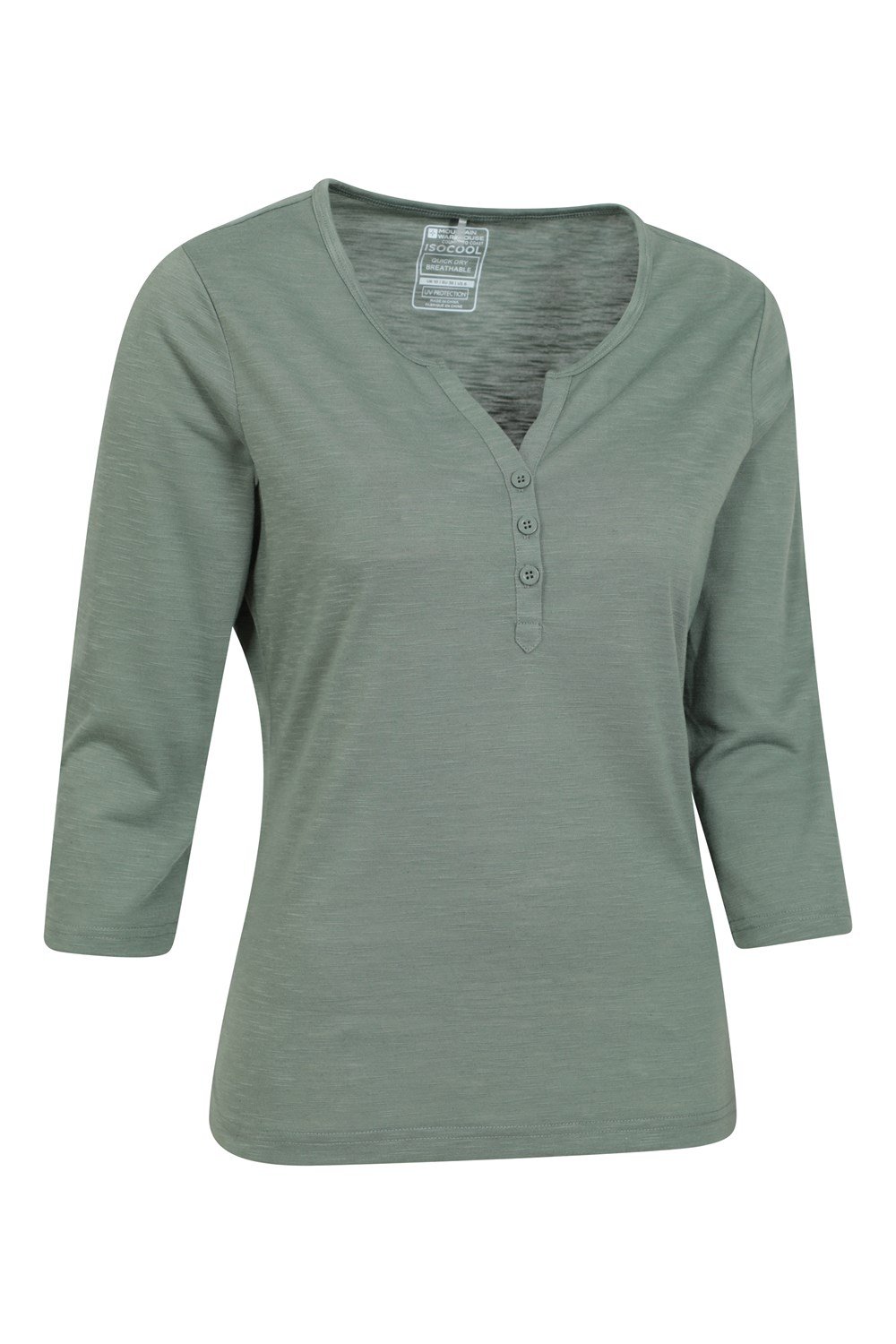 Mountain Warehouse Paphos Ladies Top UV Protect Breathable ¾ Sleeve Button Top - Picture 45 of 66